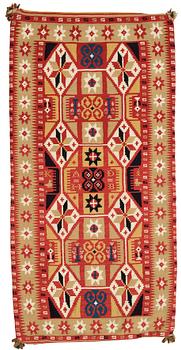 228. A carriage cushion, double-interlocked tapestry, ca 96-99 x 47-49,5 cm, Scania around 1834, Sweden,