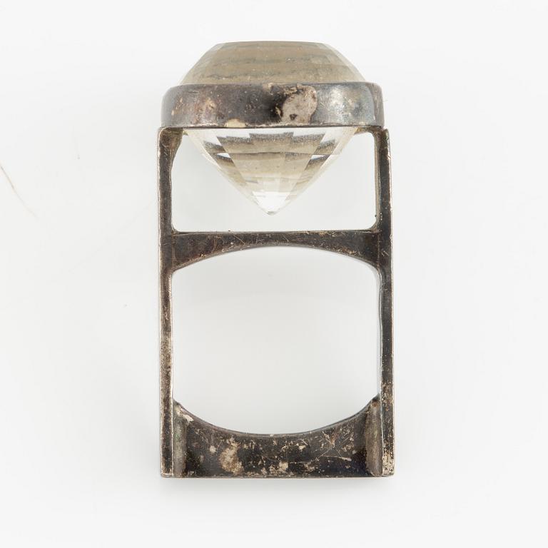 Ove Bohlin, ring, silver and rock crystal.