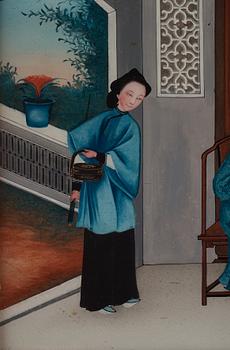 A Chinese reverse glass painting, circa 1800.