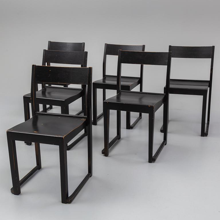 SVEN MARKELIUS, six 'Orkesterstolen' chairs, mid 20th Century.