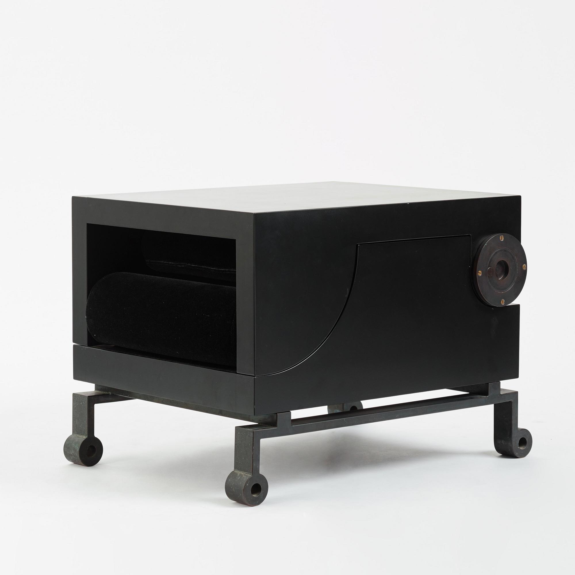 Alexander H Damsbo & Henrik Ingemann Nielsen, a "HC-Andersen Chair" armchair/table, ed. 3/49, Källemo, post 2005.