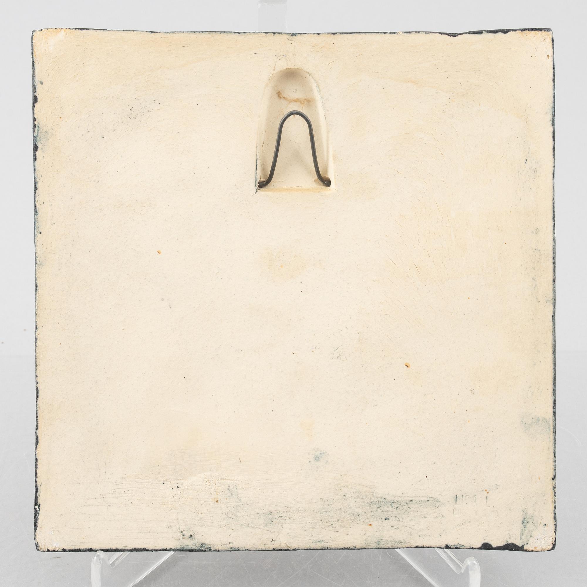 Lisa Larson, väggreliefer, 3 st, stengods, Gustavsberg.