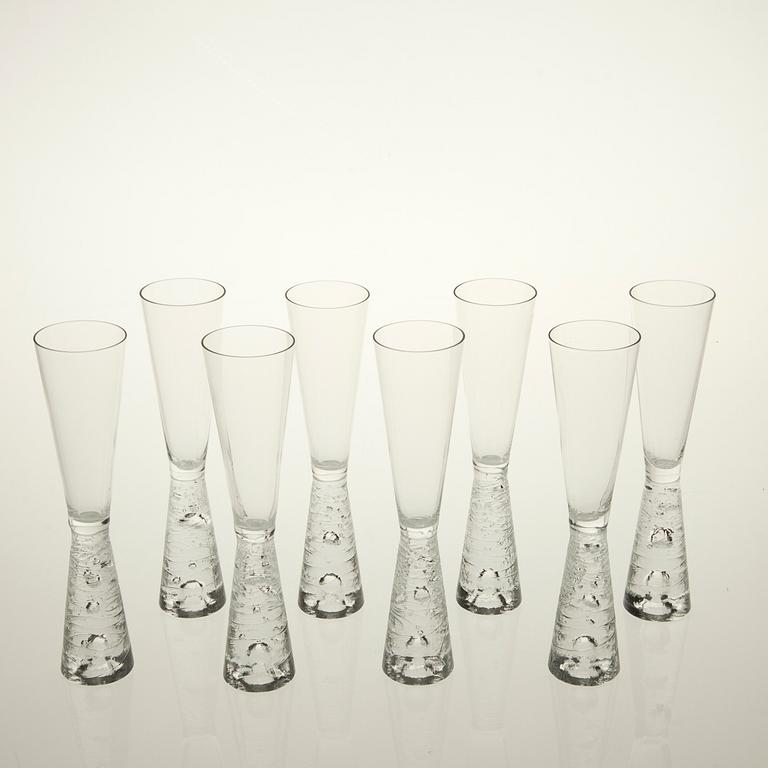 CHAMPAGNEGLAS, 8 st, "Arkipelago" Timo Sarpaneva, Iittala 1980-1993.