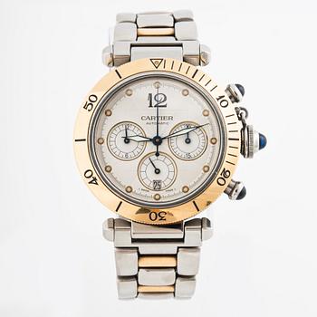 CARTIER, Pasha 38, armbandsur, kronograf, 38,5 mm.