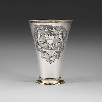 1037. A Swedish 18th century silver beaker, marks of Erik Wibeck, Borås 1751.