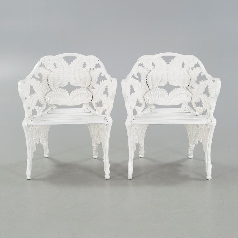 A pair of garden chairs from Melins in Anderstorp, second half of the 20th century.