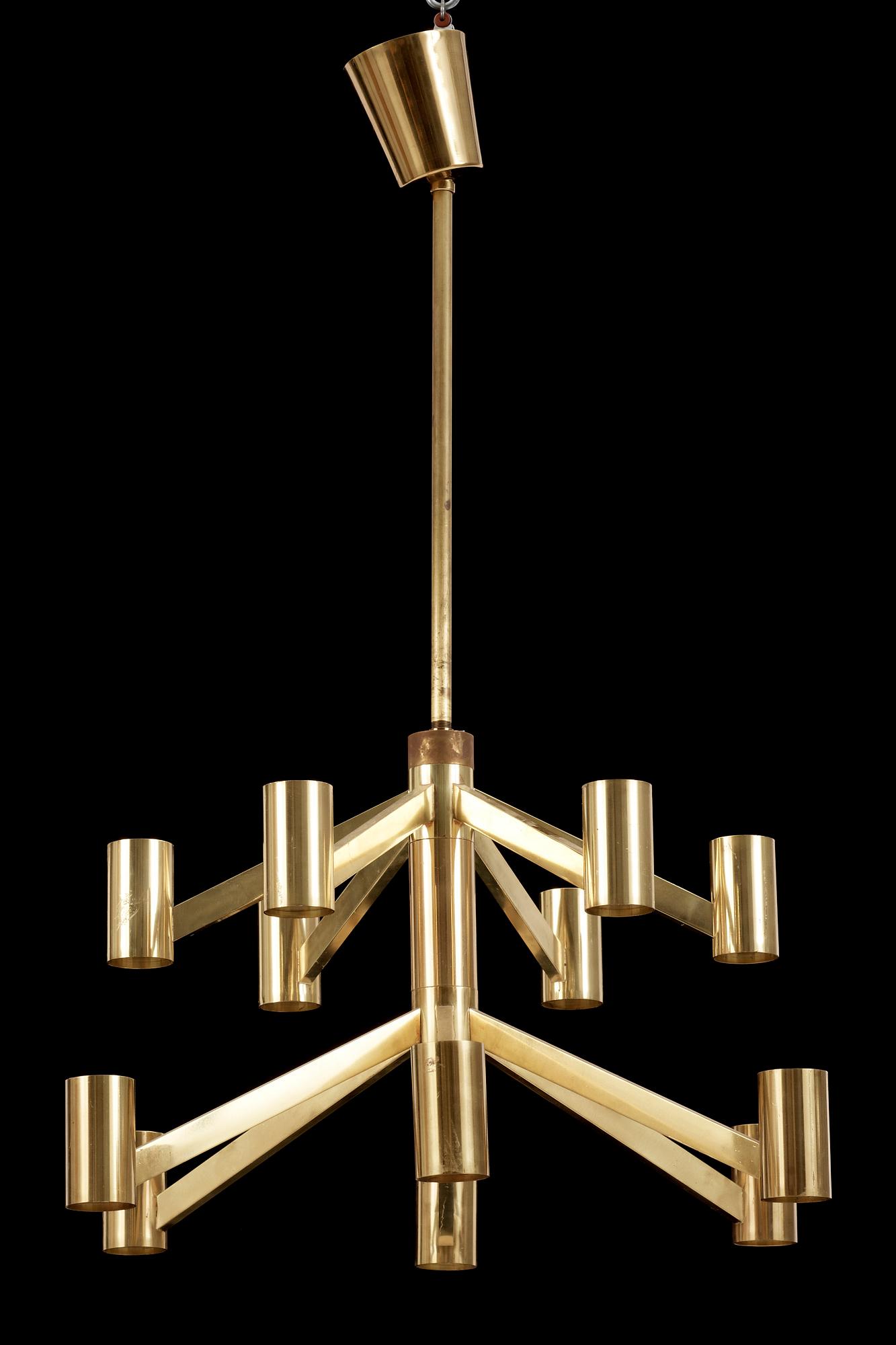 TAKLAMPA, mässing, 1900-talets mitt. Höjd 30/80cm.