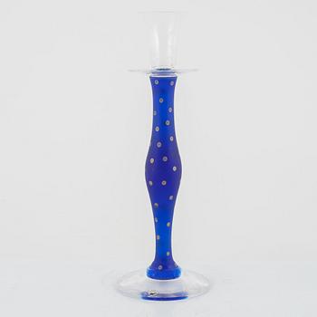 Anne Nilsson, candlesticks, 3 pcs, glass, "Celeste", Orrefors.