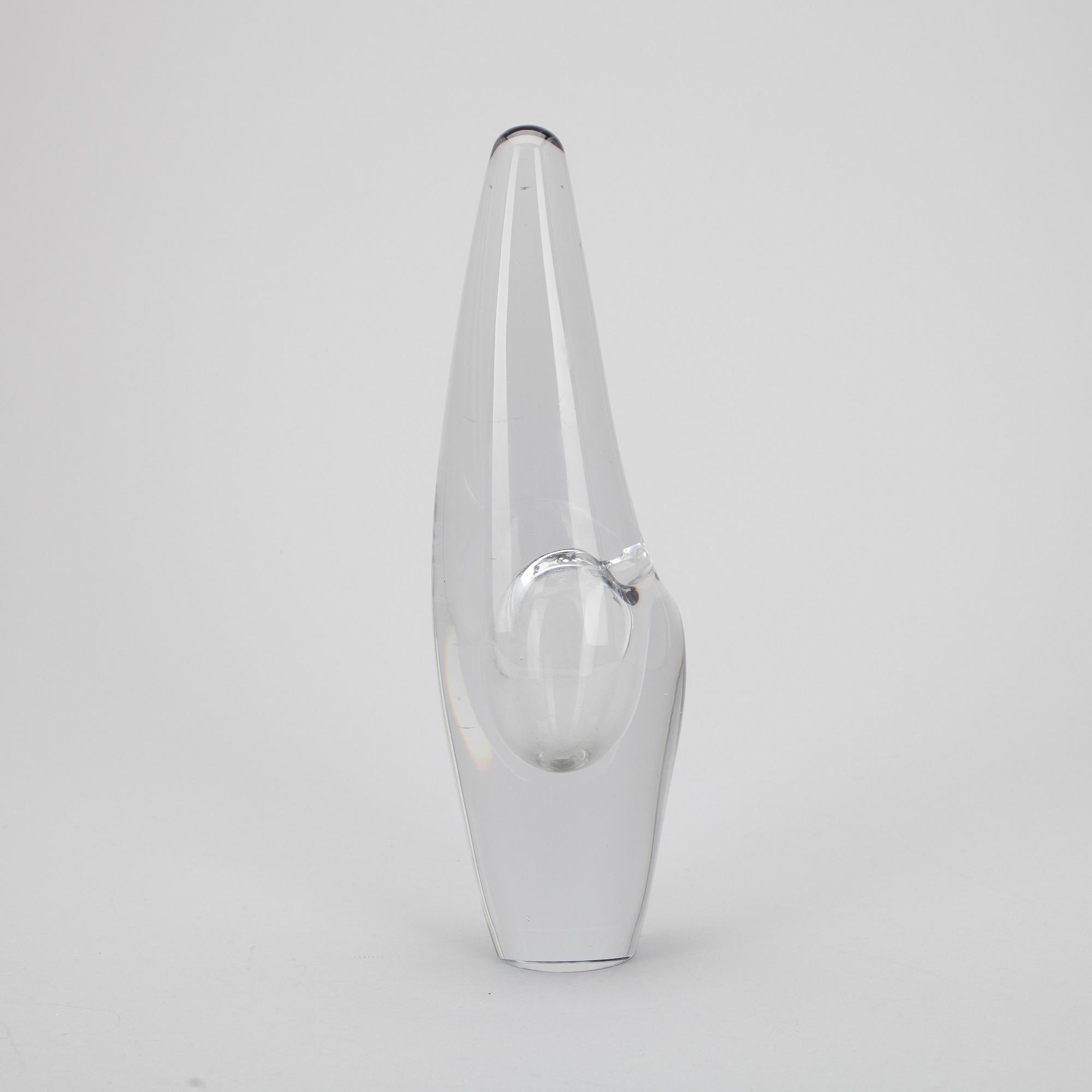 GLASSKULPTUR, "Orkidé" signerad Timo Sarpaneva Iittala -56.