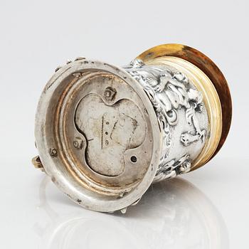 A German 17th century parcel-gilt silver tankard, mark of David Schwestermüller I, Augsburg 1634-1635.