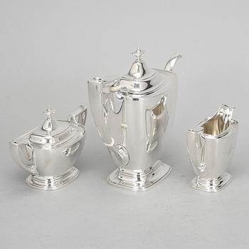 KAFFESERVIS, 3 delar, sterlingsilver, Gorham, Providence, Rhode Island, USA, 1927. Vikt ca 1350g.