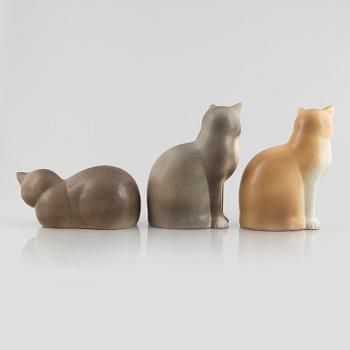 Lisa Larson, three cat figurines, K-studion, Gustavsberg, Sweden.