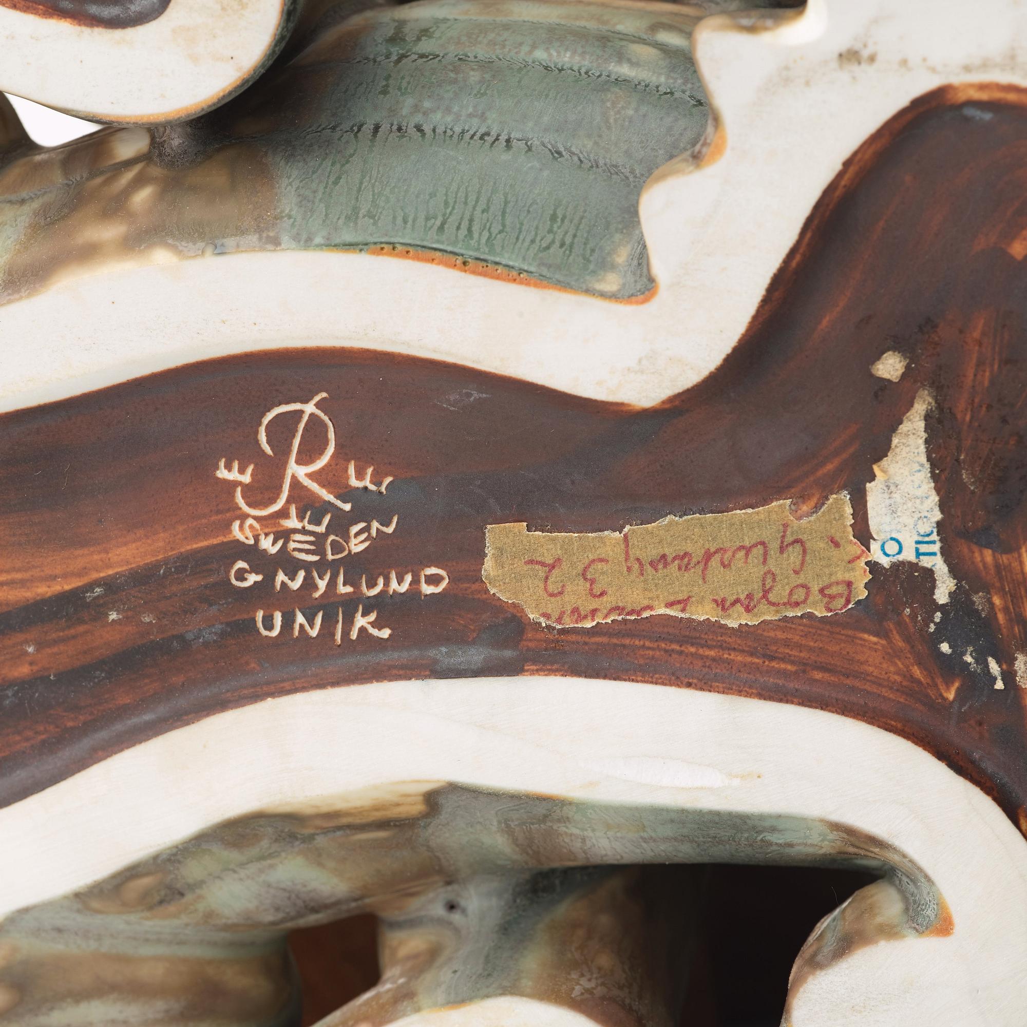 Gunnar Nylund, a unique stoneware sculpture, Rörstrand, Sweden.