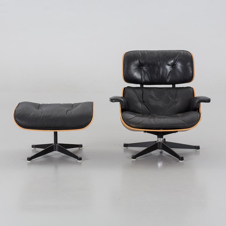 A armchair and footstool, "Lounge Chair", Charles & Ray Eames, USA, Herman Miller, 1970s,