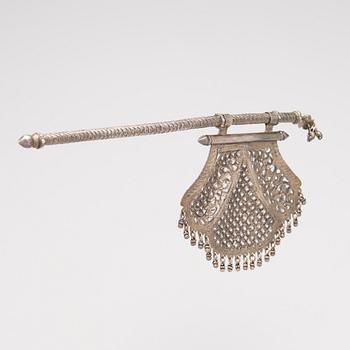 An Indian Silver Hand Fan.