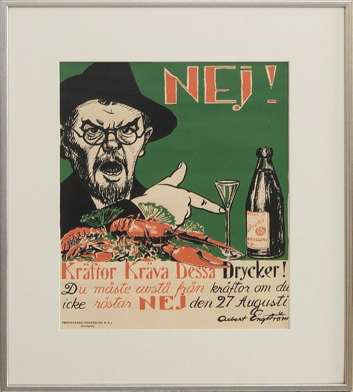 Albert Engström, "Nej! Kräftor kräva dessa drycker".