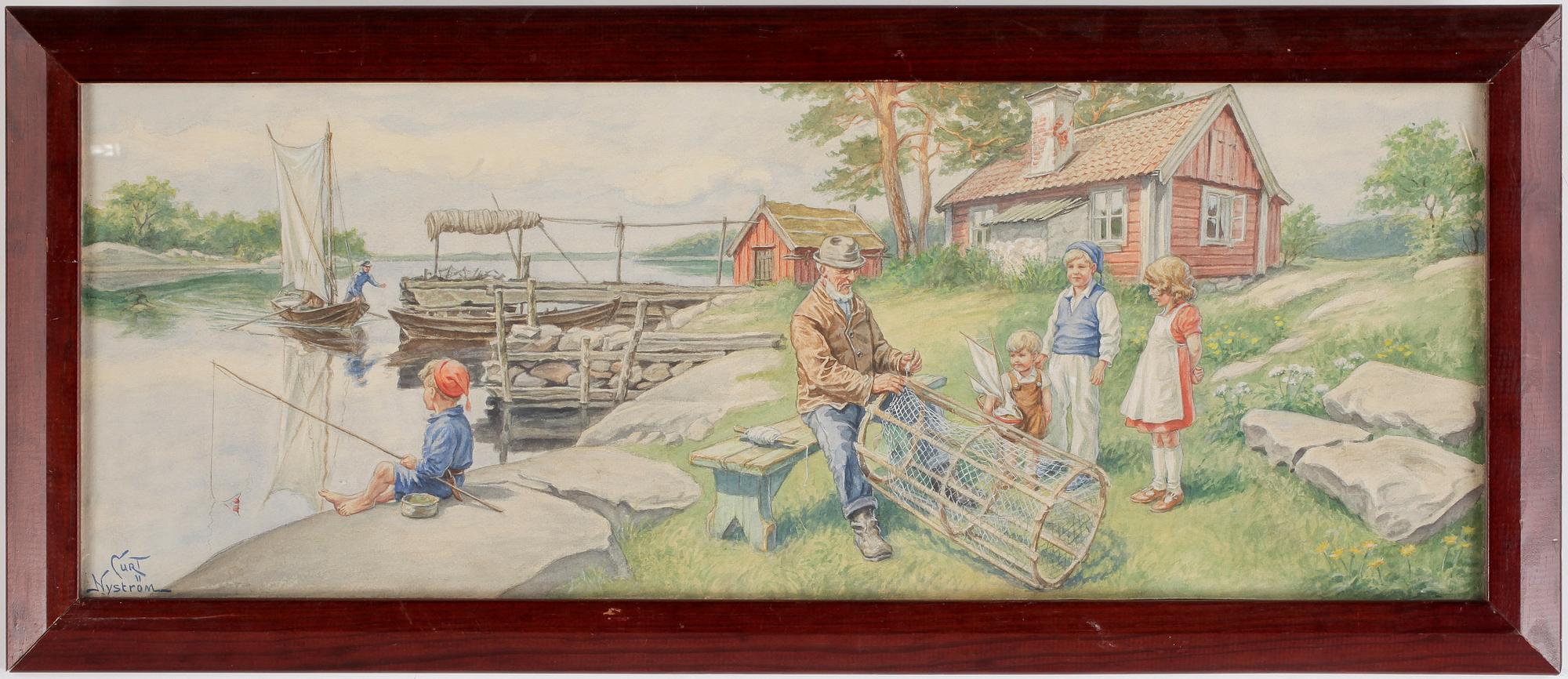 CURT NYSTRÖM STOOPENDAAL, akvarell, signerad.