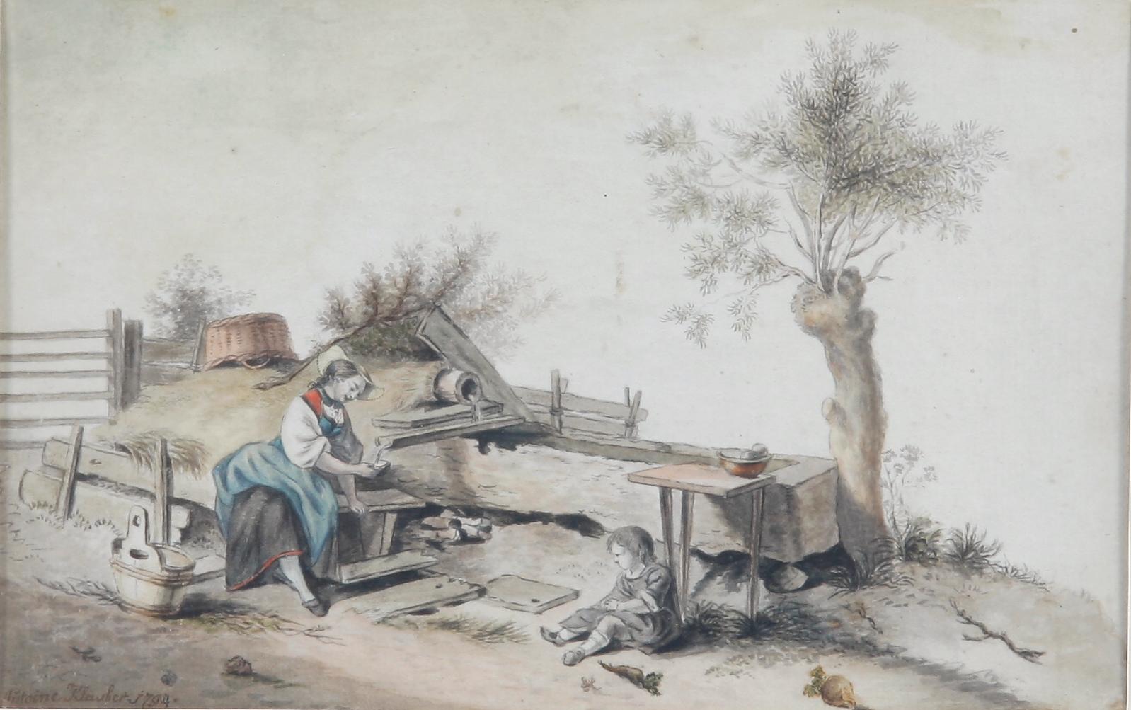 OKÄND KONSTNÄR, akvarell, sign o dat. Antoine Klauber, 1794.