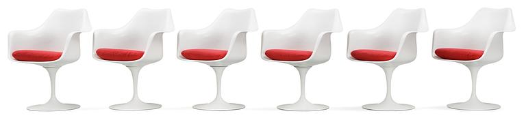 EERO SAARINEN, karmstolar, 6 st, "Tulip", Knoll International, USA.