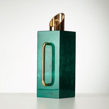 An Aldo Tura lacquered goatskin thermos, Milano, Italy, 1950-60's.