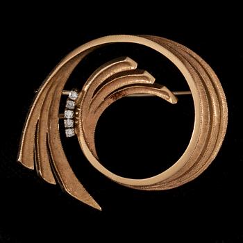 BROSCH, 14K guld, 8/8-slipade diamanter. Helsingfors. Vikt ca 8,8 g.