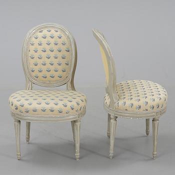 Six Gustavian 18th century chairs.