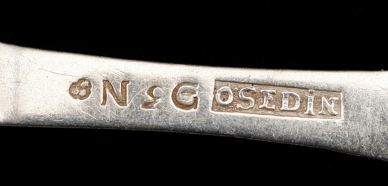BESTICK, 6 del, silver, mestadels 1800-tal. Tot vikt 247 g.