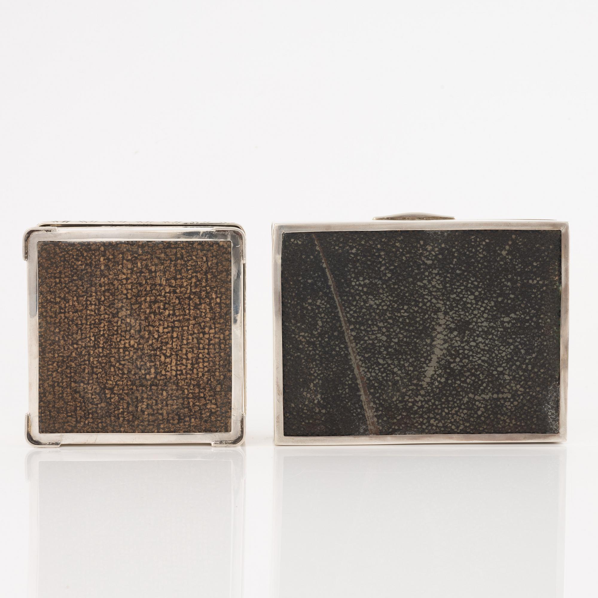 Cigarette cases 2 pcs, silver, CG Hallberg 1925 and 1934.