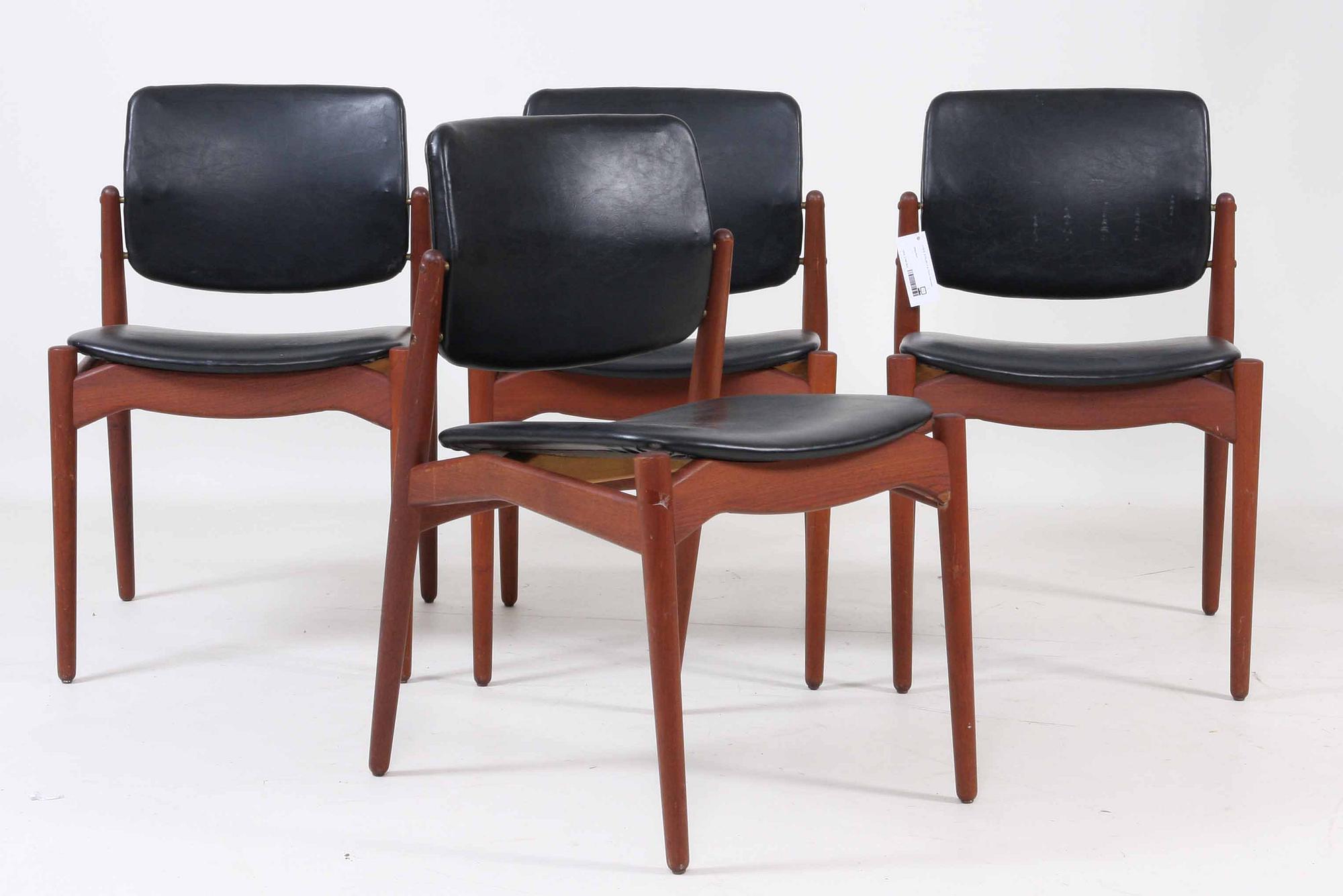 STOLAR, 4 st, teak, Ørum Møbelfabrik, Danmark, brännstmpl, 1950/1960-tal.