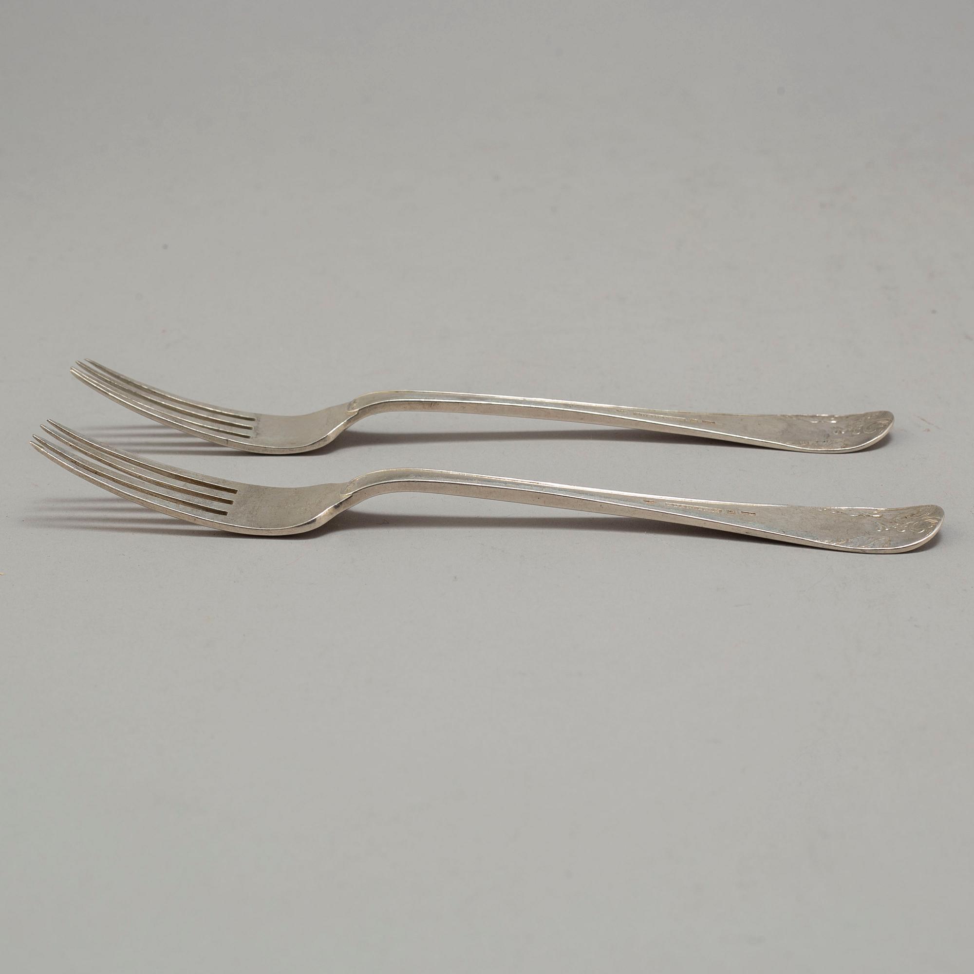 GAFFLAR, 12+3 st, silver 1800-talets mitt.