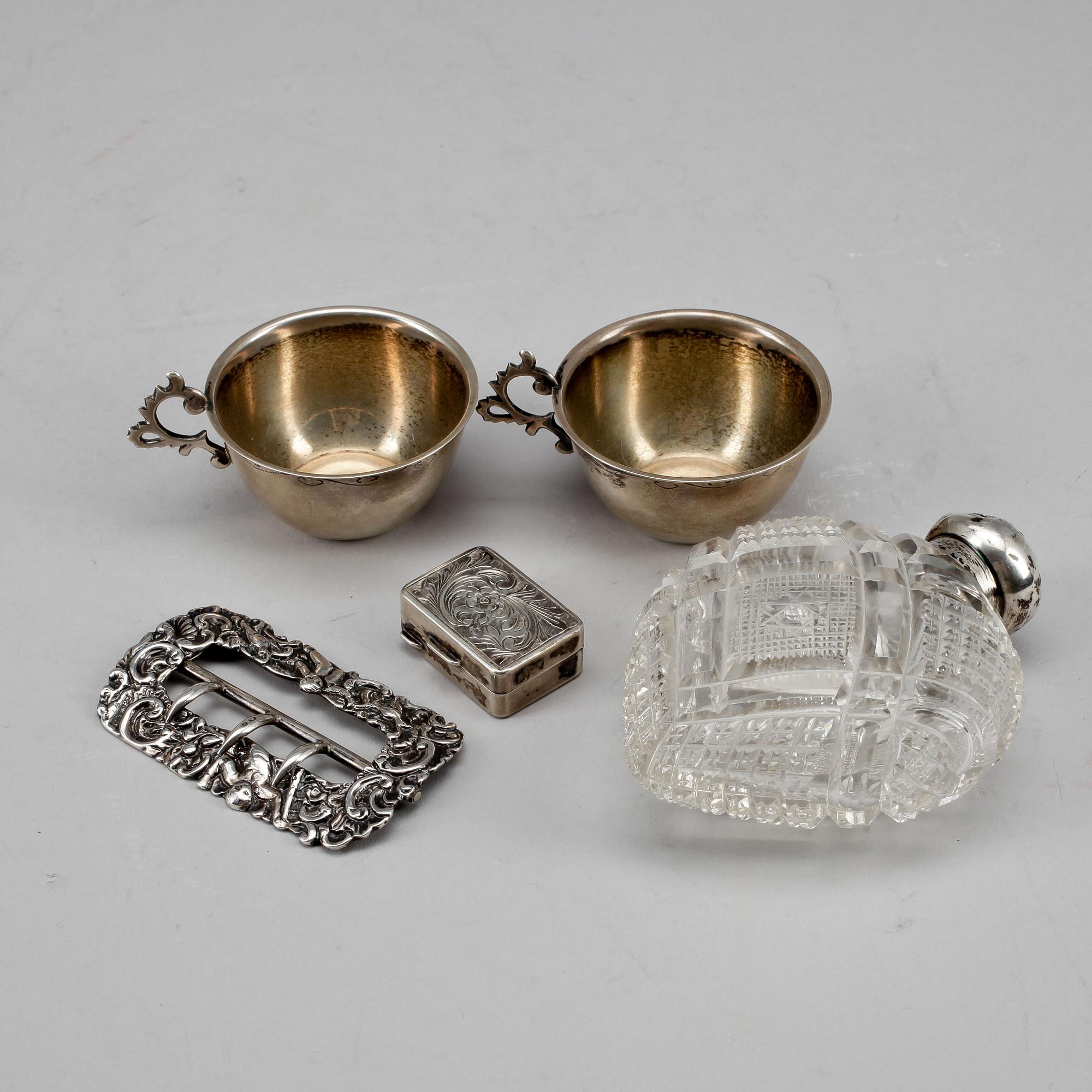 PARTI SILVER, 5 delar, bland annat MGAB, Uppsala, 1938. Vikt ca 104g.