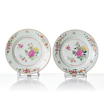 A set of 12 famille rose dishes, Qing dynasty, Qianlong (1736-95).