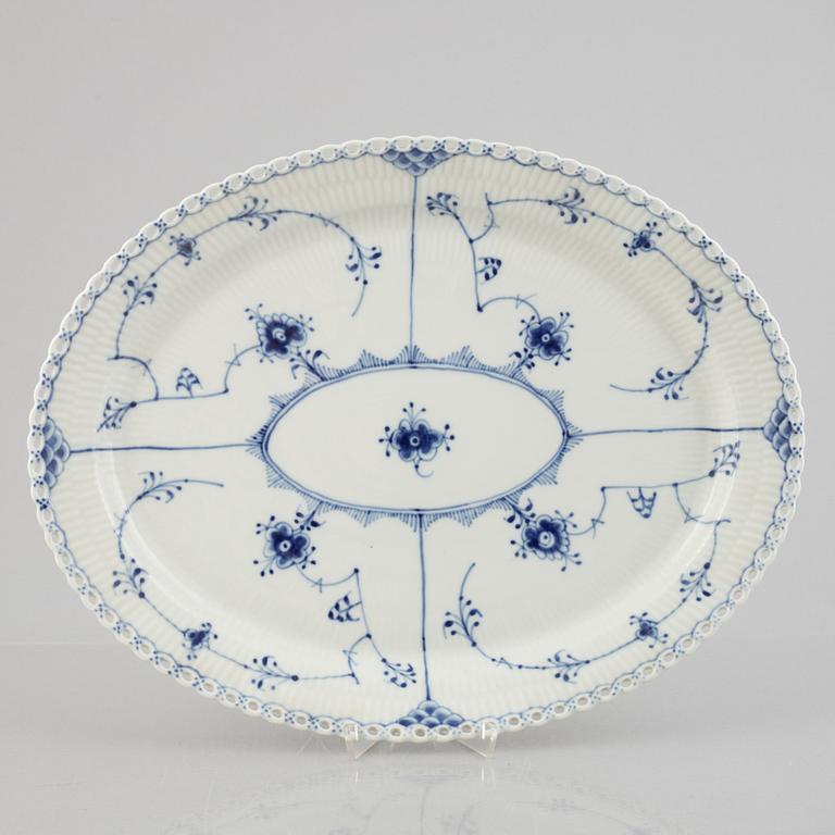 A large 'Blue Fluted Full Lace' porcelain serving dish, Royal Copenhagen, model 1149, 1966.