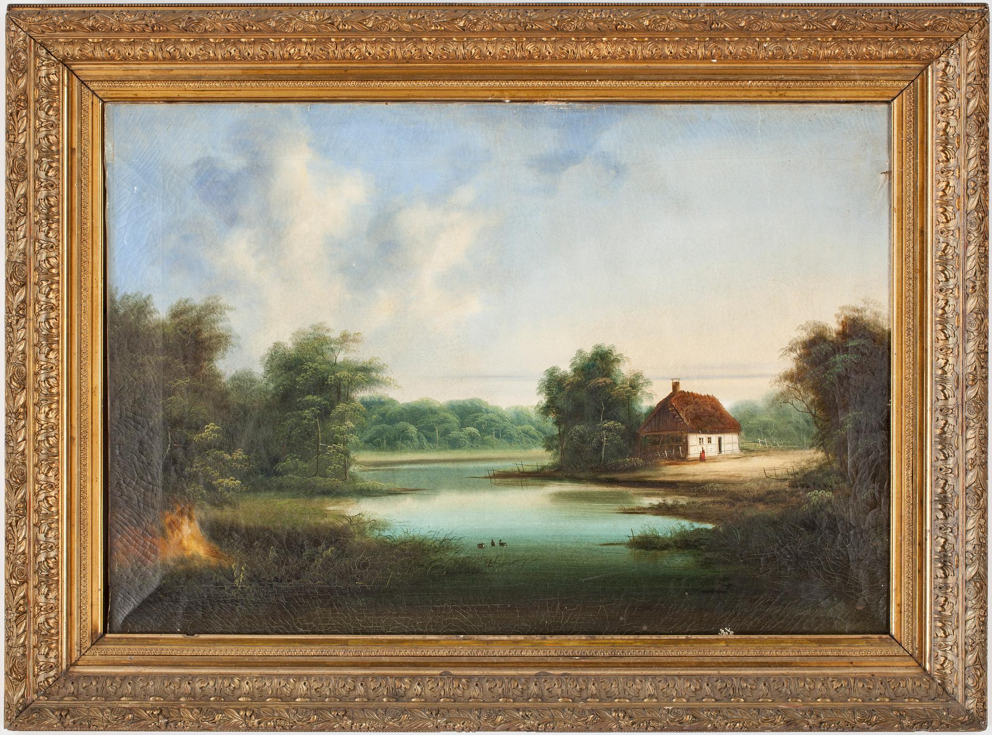 OKÄND KONSTNÄR, olja på duk, otydlig signatur. 1800-tal,