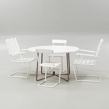 A garden furniture set of 5 pcs by Grythyttan, second half of the 20th century.