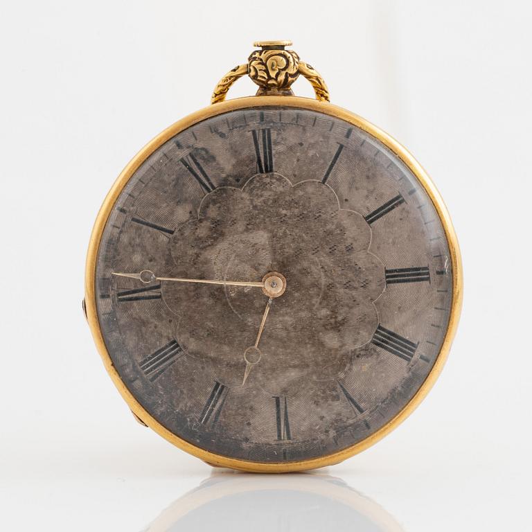 Pocket watch, 18K gold, 42 mm.