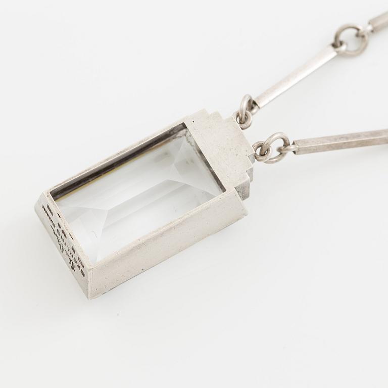 Wiwen Nilsson, a necklace, silver with rock crystal, Lund 1942.