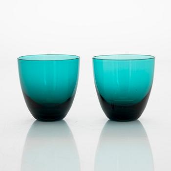 Nanny Still,  9 + 6drinking glasses, and a jug, model T/335, "Nukkumatti", Riihimäen Lasi.