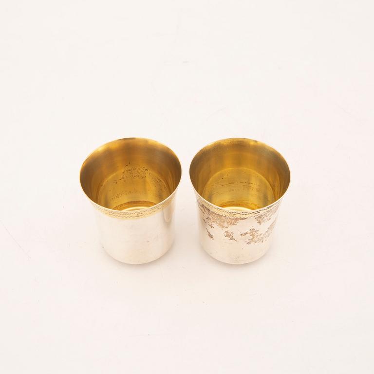 A Swedish 20th century set of ten silver cups mark of CG Hallberg Stockholm 1950s weight 267 grams.