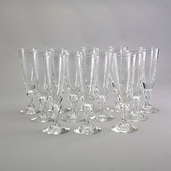 A set 12 champagne glass "Antik" Reijmyre second half of the 20th century.