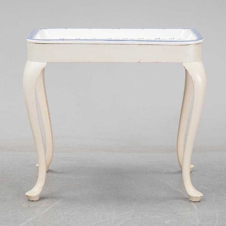 Tea table, a Rococo style table, tray signed and dated a tergo Rörstrand E.L. 1926.