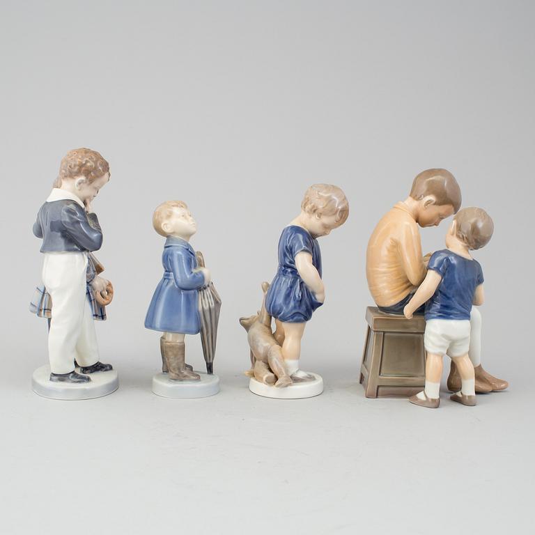 BING & GRØNDAHL & ROYAL COPENHAGEN, four porcelain figurines, late 20 th century.