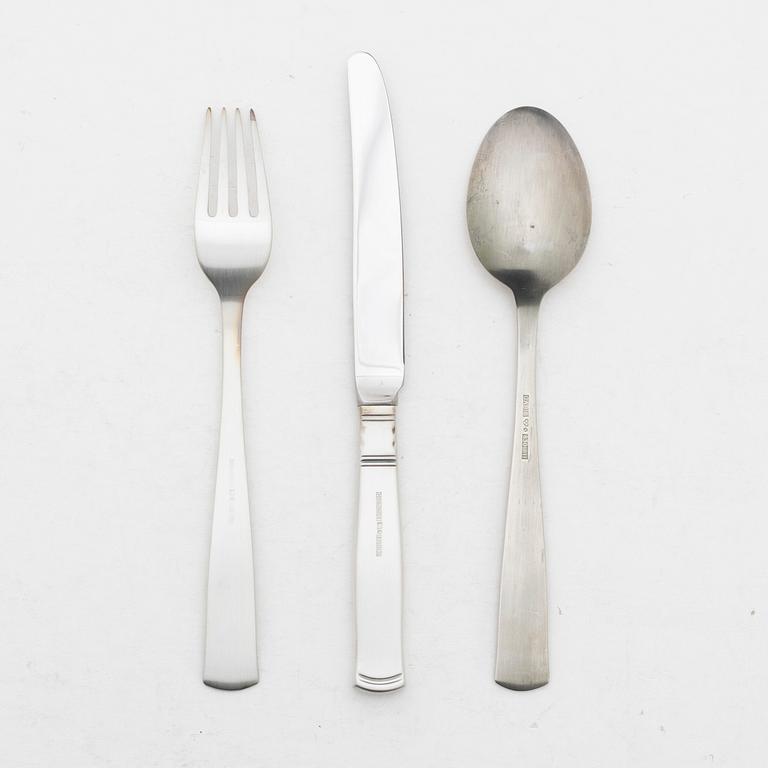 Jacob Ängman, A 96-piece silver flat ware set, 'Rosenholm', GAB & Mema, Sweden, 1996-2014.