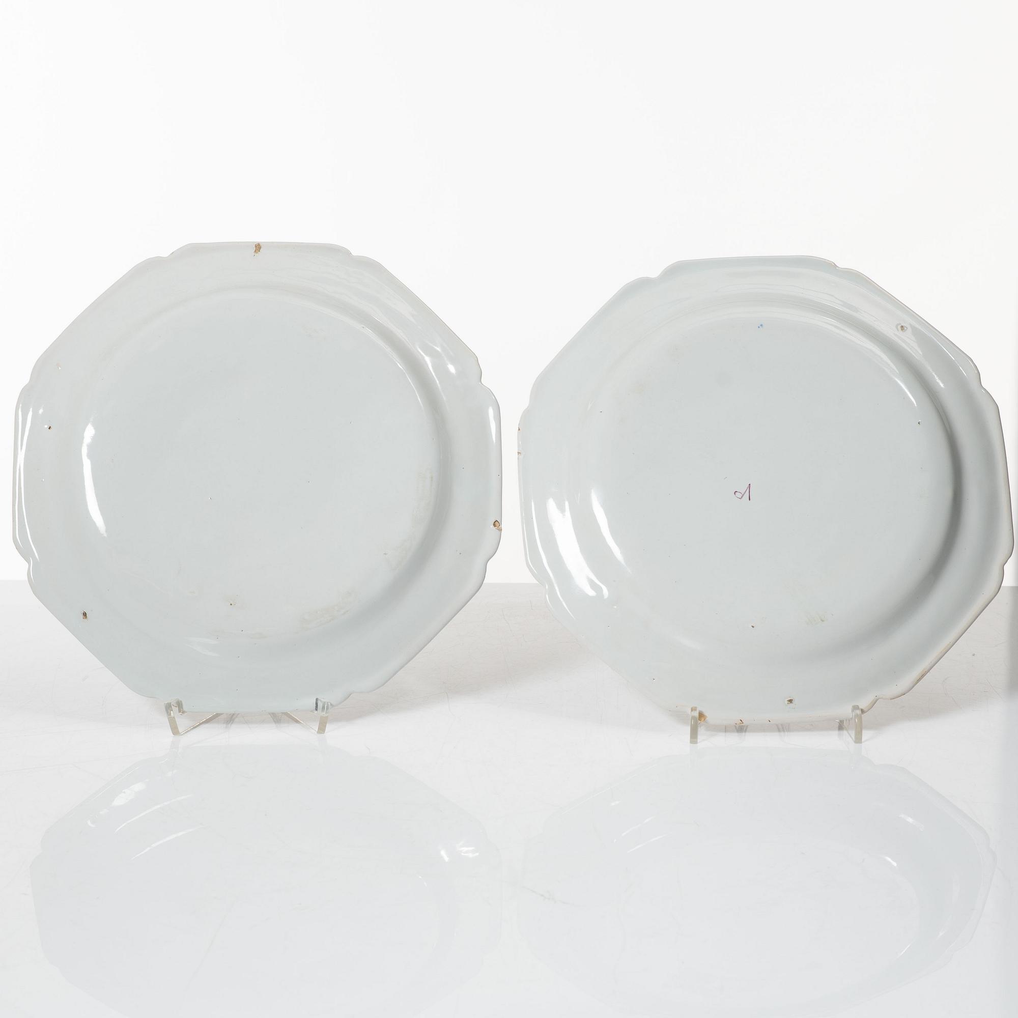 A pair of Rococo style plates, Veuve Perrin style, France, 20th Century.