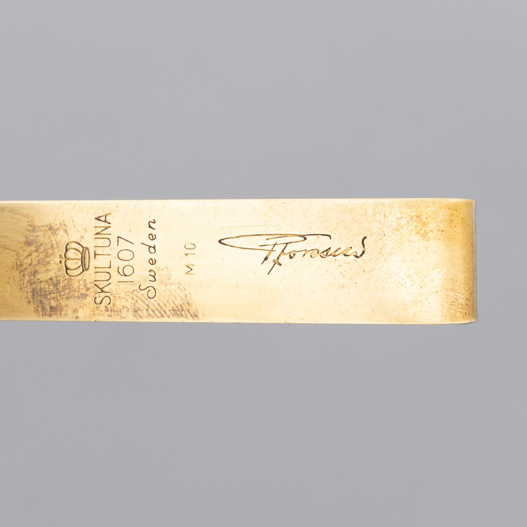 Pierre Forssell, a set of four 'Pendeln' brass wall sconces, Skultuna.