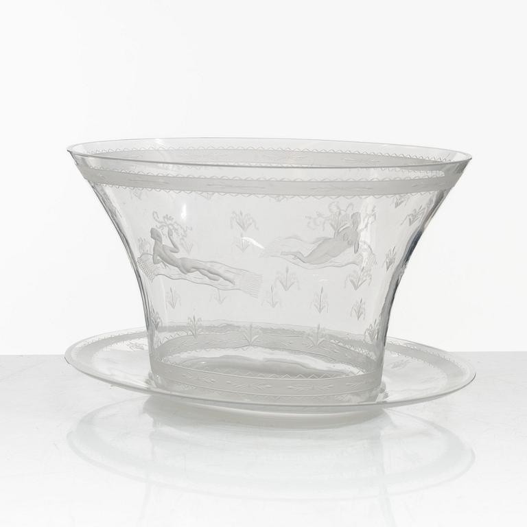 Edward Hald, skål med fat, modell 149, Orrefors.