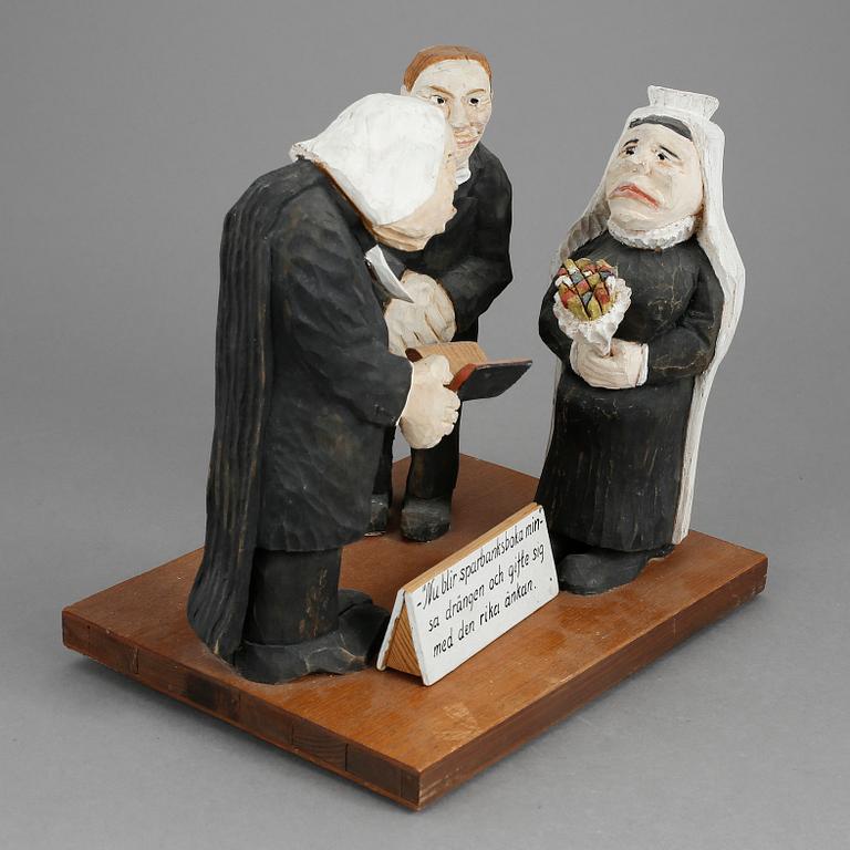 OKÄND KONSTNÄR, trä. John Ferneborg. Signerad och daterad 67.