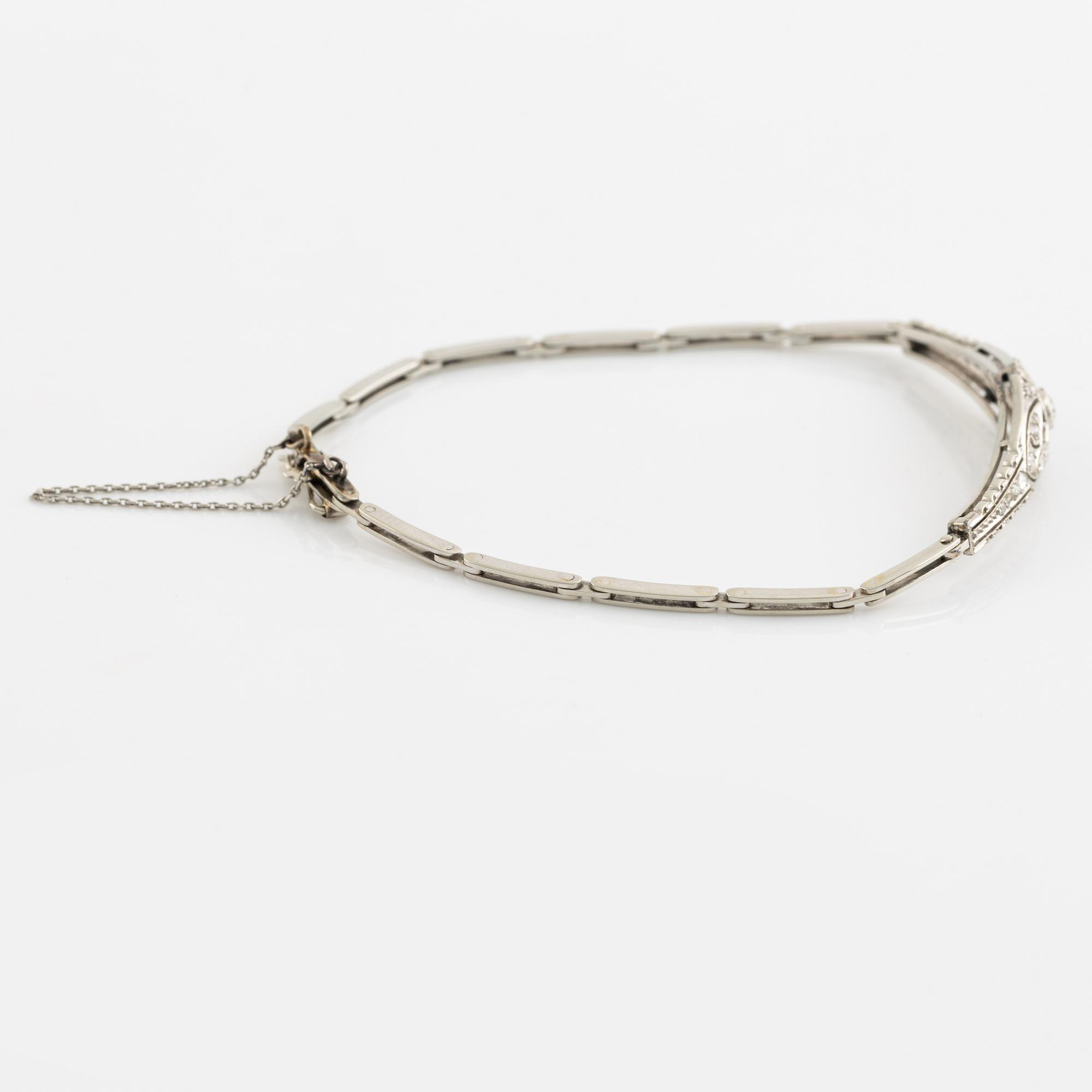White gold and old cut and rose cut diamond bracelet.