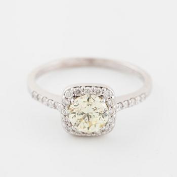 A brilliant cut diamond ring.