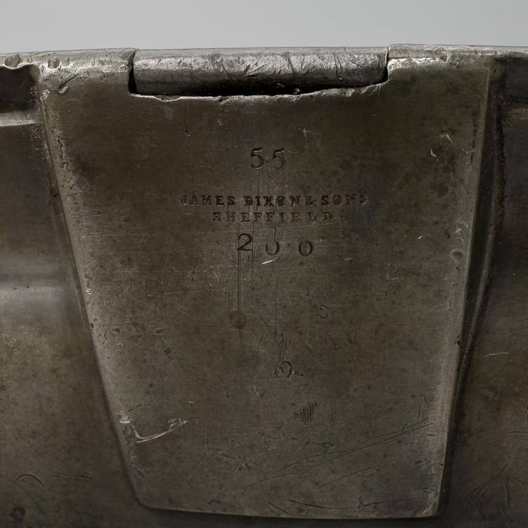VÄRMEFAT, tenn, James Dixon & Sons, Sheffield, England 1800/1900-tal.
